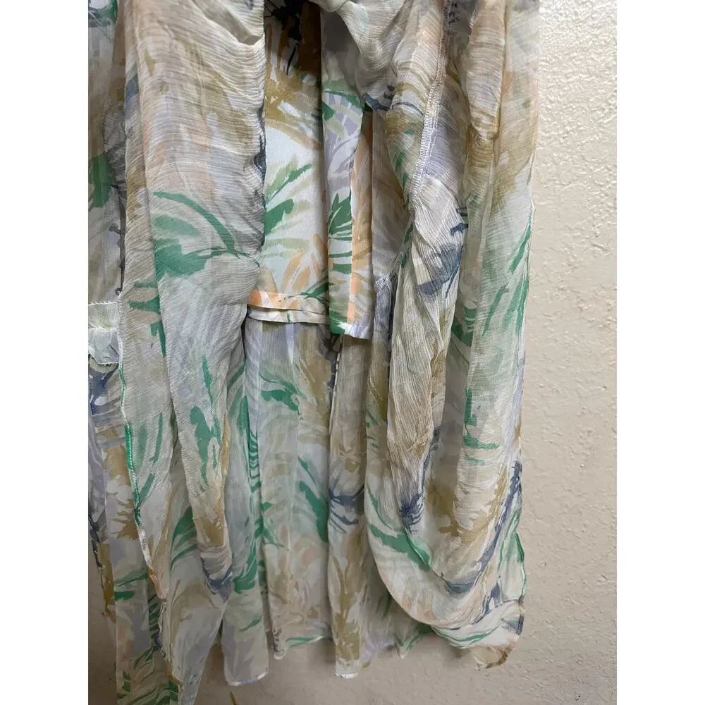 Christy Lynn Florence Maxi Dress Womans M NWOT 100% Silk Smocked Palm Print